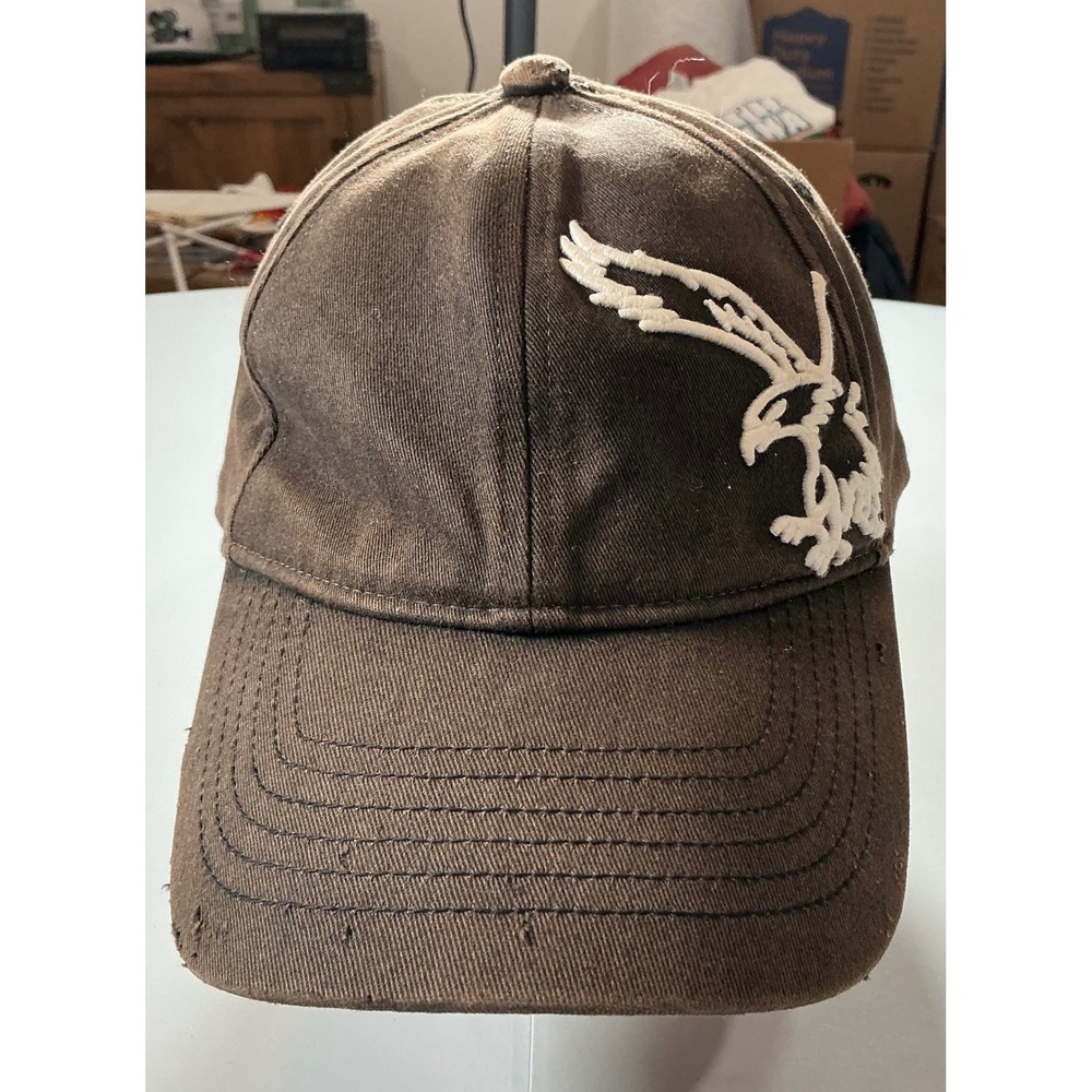 Y2K VTG American Eagle Baseball Hat Mens M L Brown Distressed Eagle Gorpcore